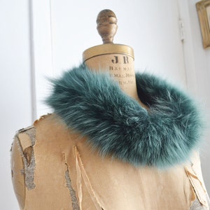 Vintage Green fox fur headband cowl scarf image 1