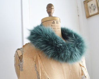 Vintage Green fox fur headband cowl scarf