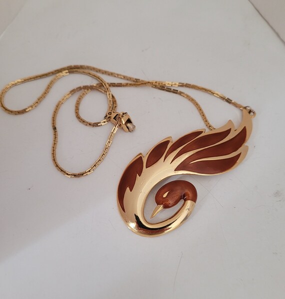 Vintage Orena Paris necklace bird pendant - image 2