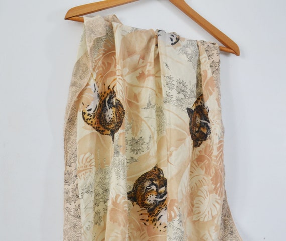 vintage Oscar De La Renta silk scarf animal Print… - image 6