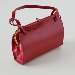 Vintage red leather handbag ,50s bag by Trakor ,summer small bag