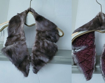 Gray taupe mink collar scarf