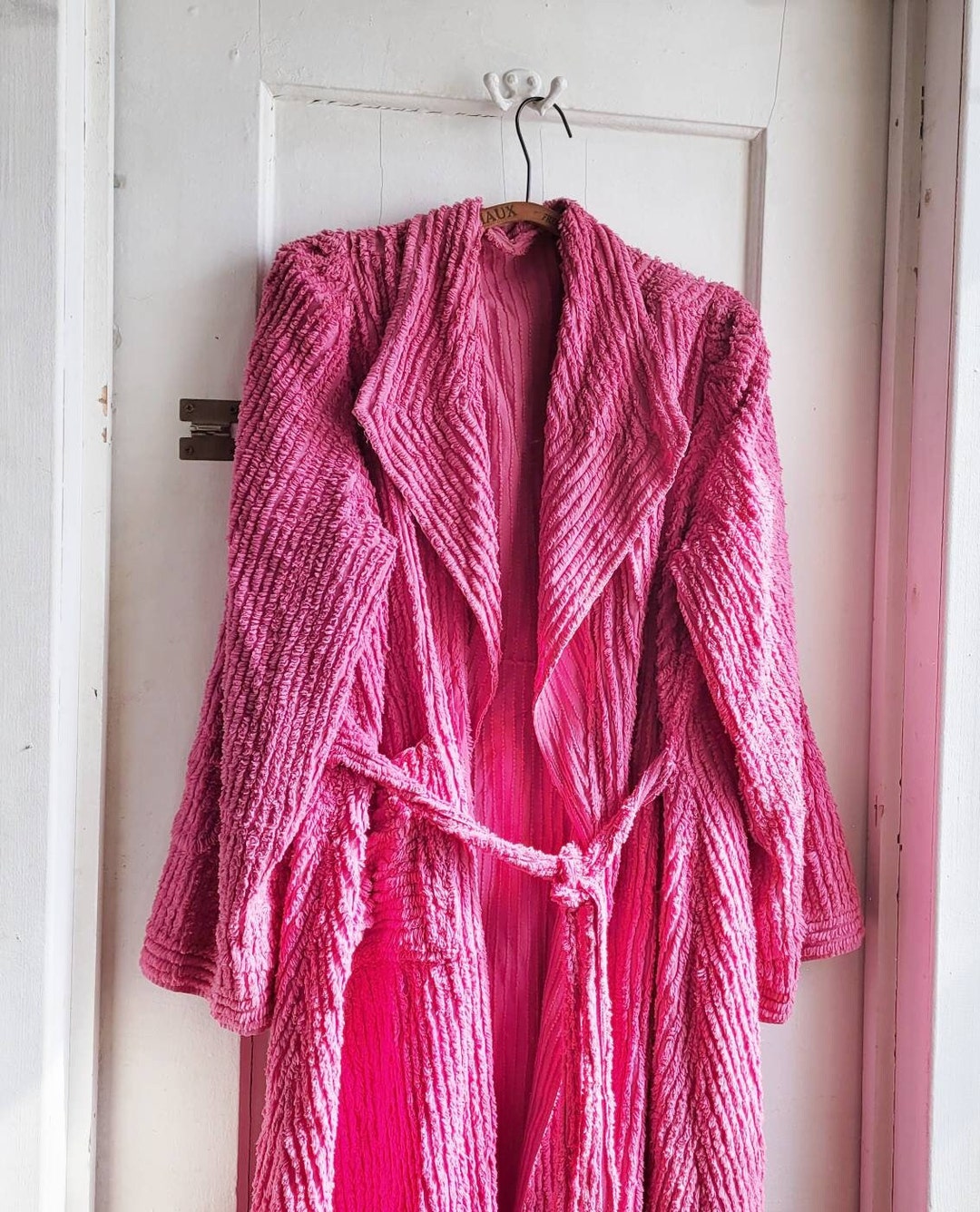 Vintage Hot Pink Chenille Robe Bathrobe Etsy