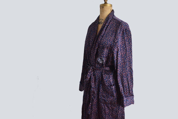 Vintage Mens smoking jacket blue Robe - image 3