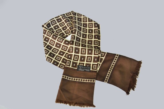 Mens scarf-vintage Silk Scarf By Lanvin - Geometr