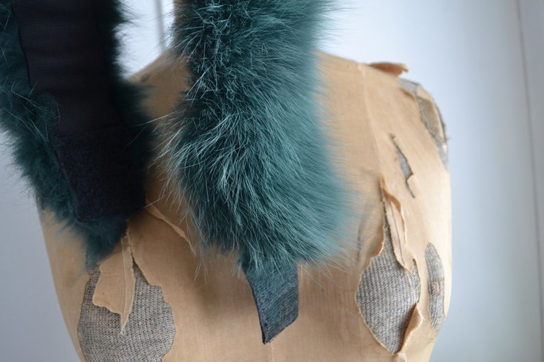 Vintage Green fox fur headband cowl scarf image 5