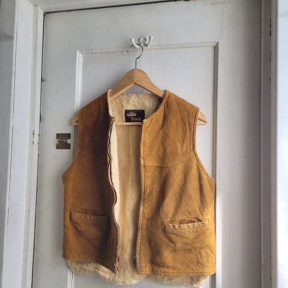 Vintage suede Faux Shearling vest waistcoat by Br… - image 6