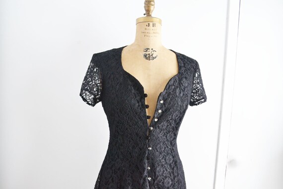 80s Black Lace dress Maxi