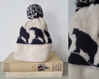 Vintage polar bear Toque wool beanie ski hat by stowe woolen weavers