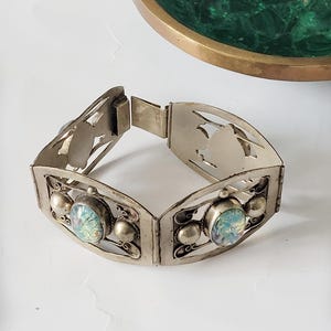 vintage sterling silver bracelet link cuff  taxco Mexico