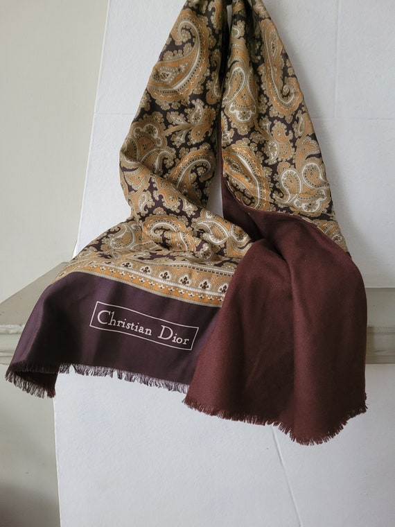 vintage Christian Dior men's  silk scarf paisley … - image 4
