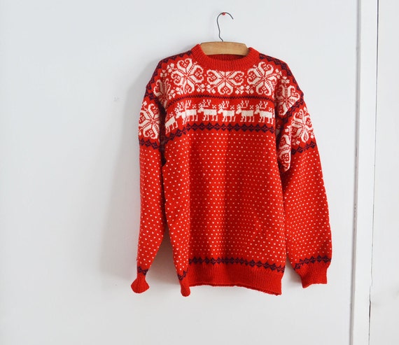 christmas sweater reindeer icelendic sweater Wool… - image 6