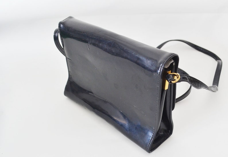 vintage patent leather horse bit bag Made in Canada
