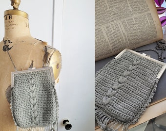 Vintage  silver crochet  bag purse