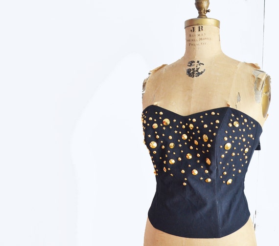 Vintage 80s Blue MONDI corset bustier