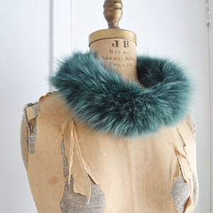 Vintage Green fox fur headband cowl scarf image 2