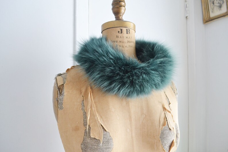 Vintage Green fox fur headband cowl scarf image 2