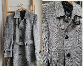 70年代のヘリンボーンコート、ヴィンテージウールコートメンズ