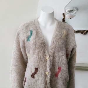 vintage Oatmeal  wool mohair  cardigan Sweater By Mari del sud
