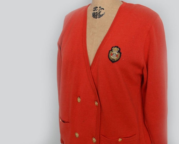 vintage MONDI Cardigan sweater  Orange wool and c… - image 2