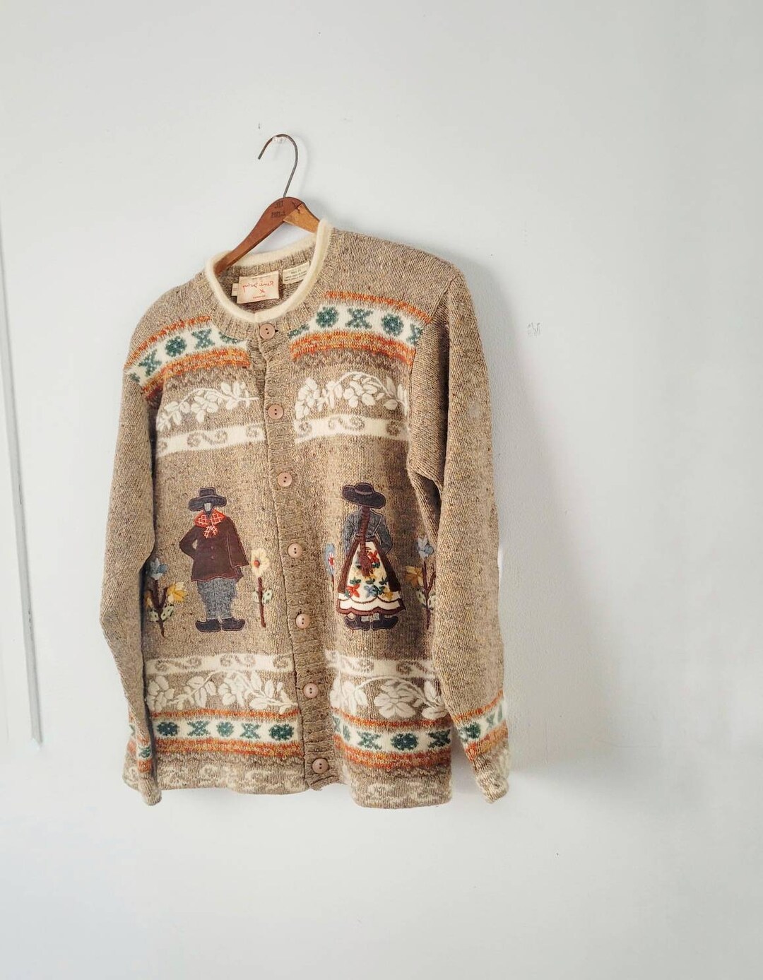 Vintage Novelty Knit Sweater Farmehouse Cardigan by Rene Derhy Etsy