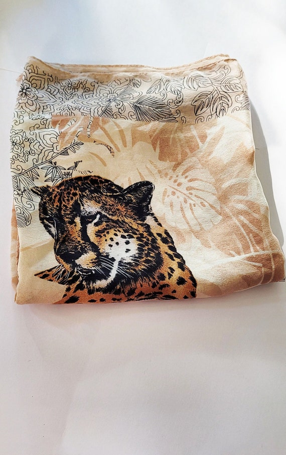 vintage Oscar De La Renta silk scarf animal Print… - image 4