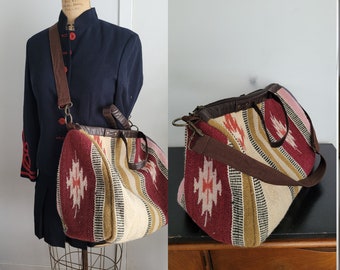 Vintage kilim bag aztec carpet weekender bag