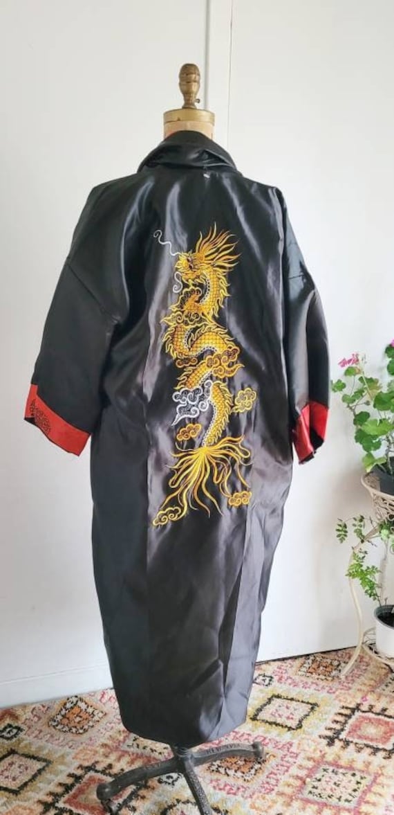 Vintage  mens smoking jacket Large - Asian print … - image 1