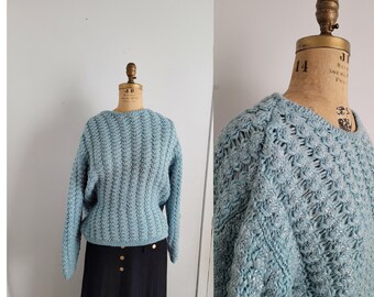 vintage  blue wool and Lurex sweater L