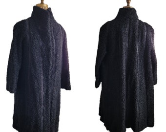 Vintage black Curly Lamb fur coat