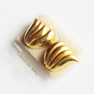 Vintage Christian Dior  earrings clip on ,80s goldtone,original card