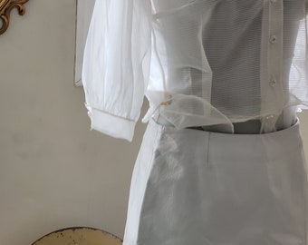 vintage white  leather skirt by Danier