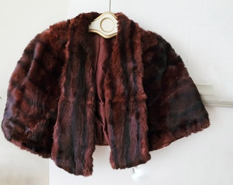 Vintage two tone fur wrap  muskrat shawl capelet