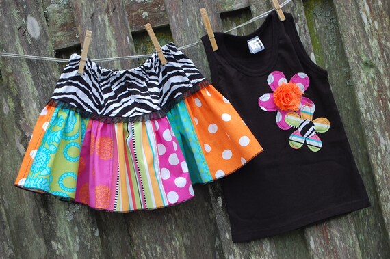 Items similar to OOH LA LA Summer 2012 Custom stripwork skirt Sizes 2T ...