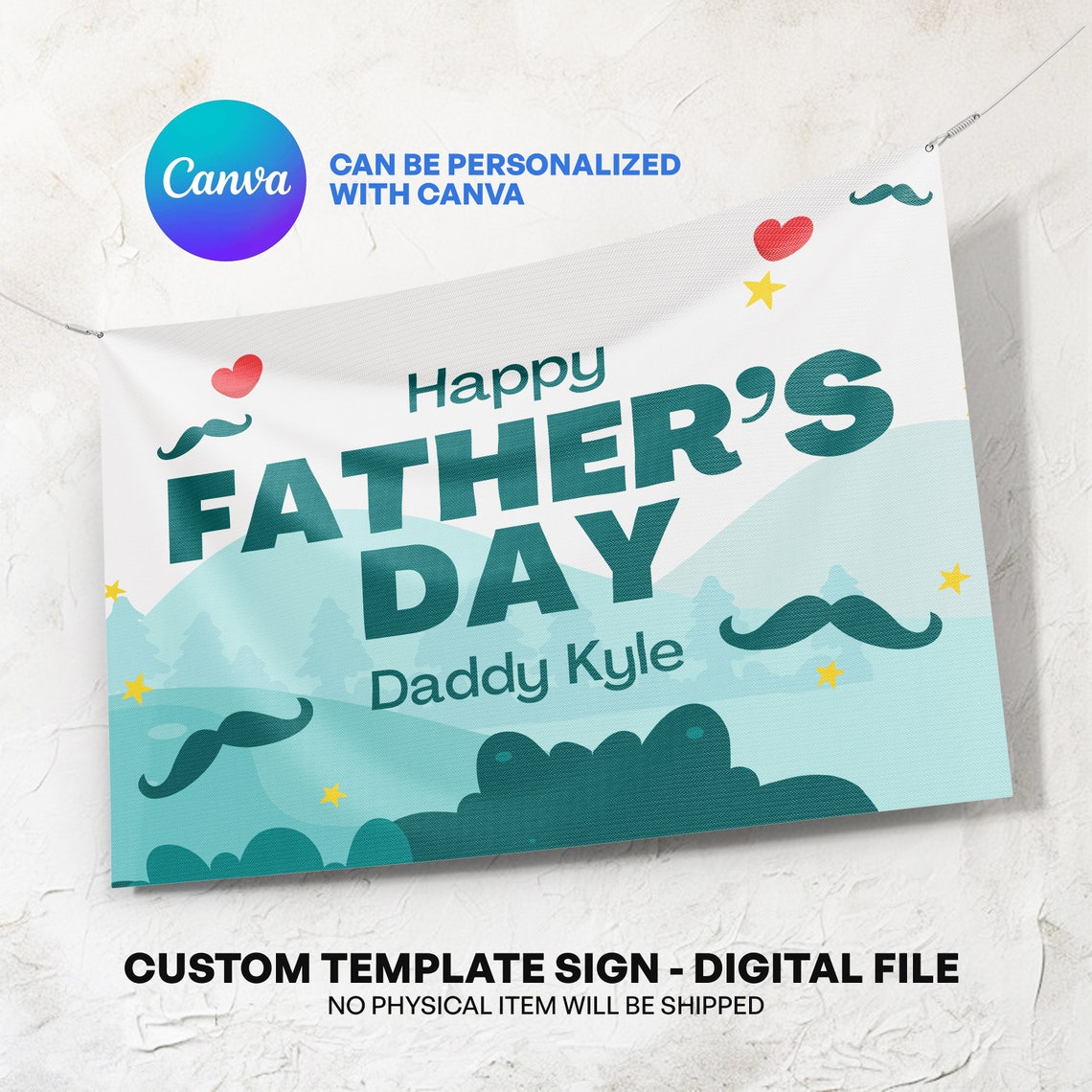 Happy Fathers Day Template Banner Gift for Dad Ideas Surprise Banner ...