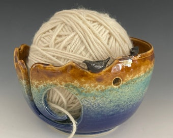 Handmade Olive Wood 7 Inch Yarn Knitting Bowl Brown Tan Handmade Olive Wood 7 Inch Yarn Knitting Bowl Brown Tan