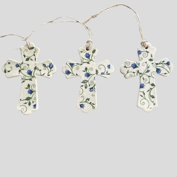 Christmas Ornament floral design, Cross Ornament, Christmas Decoration, Cross collection