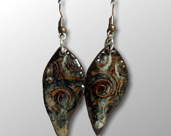 Ceramic boho swirl earrings