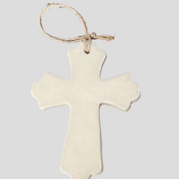 White Christmas ornament, Cross Ornament, Christmas Decoration, Cross collection