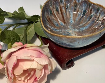 Heart Bowl-Blue-Brown-Turquoise cream Bowl HB-1