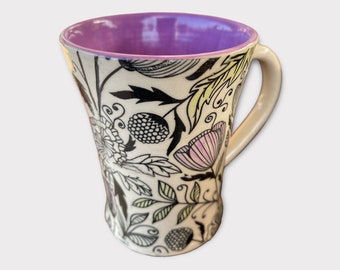 Floral design colorful handmade mug..FM1 FM5