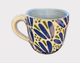Floral design colorful handmade mug..FM3