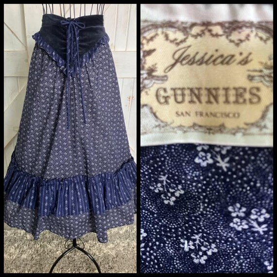 70's Vintage Gunne Sax Jessica's Gunnies Blue White C… - Gem