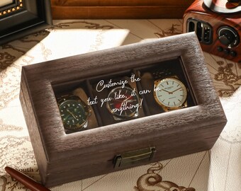 Personalized Leather Watch Box, Customized 3 Slot Watch Storage Case, Watch Organizer For Men, Fathers Day Gift, Birthday Gift, Gift For Him