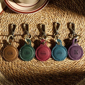 Custom AirTag Leather Case, Personalized Leather Keychain Holder For Air Tag, Engraved Leather Keychain, AirTag Keyring, Leather Accessories