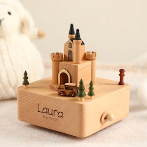 Caja de música de madera personalizada hecha a mano, caja de música con nombre grabado, regalo de recuerdo para niños, regalo de baby shower, regalo de cumpleaños, regalo para recién nacidos