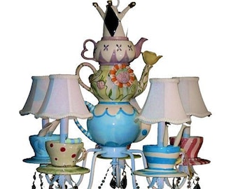 Alice In Wonderland Chandelier - Mad Hatter - Tea Party Decor - Whimsical Lighting