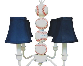 Baseball Chandelier: Navy Blue Shade Sports Lighting