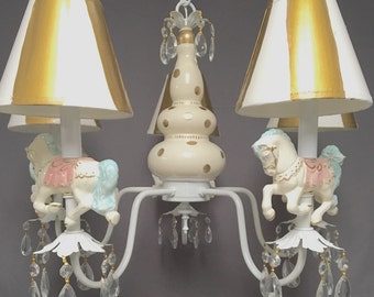 Carousel Horse Chandelier -  Nursery Chandelier - Childrens Lighting