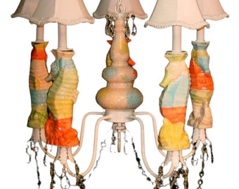 Beach House Lighting - Seahorse Chandelier - Under The Sea Nursery Light